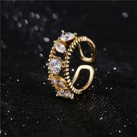Simple Hollow Crystal Zircon Open Ring main image 3