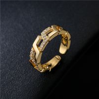 Hip-hop Twisted Chain Micro-inlaid Zircon Open Ring main image 1