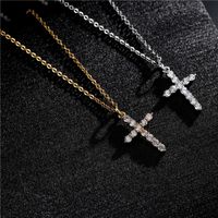 Simple Cross Pendant Preserving Electroplated Copper Micro-inlaid Zircon Necklace main image 1