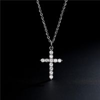 Simple Cross Pendant Preserving Electroplated Copper Micro-inlaid Zircon Necklace main image 3