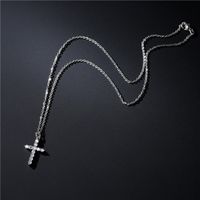 Simple Cross Pendant Preserving Electroplated Copper Micro-inlaid Zircon Necklace main image 4