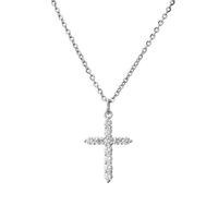 Simple Cross Pendant Preserving Electroplated Copper Micro-inlaid Zircon Necklace main image 5
