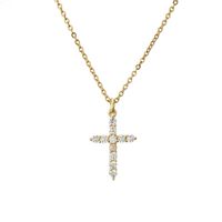 Simple Cross Pendant Preserving Electroplated Copper Micro-inlaid Zircon Necklace main image 6