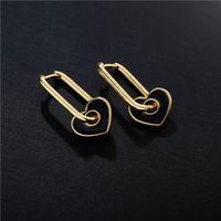 Cross-border New 18k Gold Copper Micro-inlaid Earrings European And American Famous Dripping Oil Heart Earrings  Hot Sale At main image 4