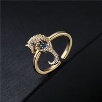 Fashion Copper Micro-inlaid Zircon Hippocampus Ring main image 1