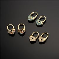 Simple Fashion Heart-shaped Lock Micro-inlaid Zircon Earrings main image 1