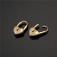 Simple Fashion Heart-shaped Lock Micro-inlaid Zircon Earrings main image 3