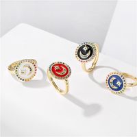 Fashion Oil Drop Moon Star Micro-inlaid Color Zirconium Opening Ring main image 2