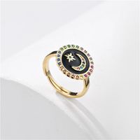 Fashion Oil Drop Moon Star Micro-inlaid Color Zirconium Opening Ring main image 3
