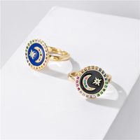 Fashion Oil Drop Moon Star Micro-inlaid Color Zirconium Opening Ring main image 4