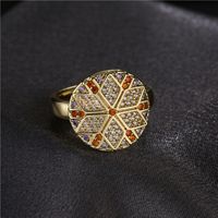 Retro Astrolabe Shape Micro-inlaid Zircon Open Ring main image 1