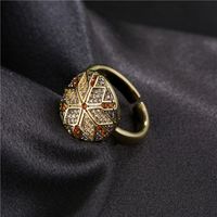 Retro Astrolabe Shape Micro-inlaid Zircon Open Ring main image 3