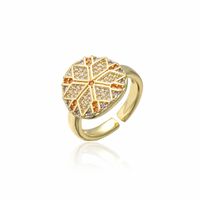 Retro Astrolabe Shape Micro-inlaid Zircon Open Ring main image 6