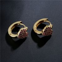 Simple Style Copper Micro-inlaid Color Zirconium Love Earrings main image 6