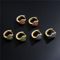 Simple Style Copper Micro-inlaid Color Zirconium Love Earrings main image 4