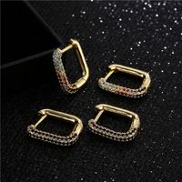 Fashion Simple Copper Micro-inlaid Zircon Geometric Earrings main image 4