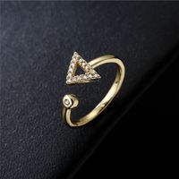 Fashion Geometric Triangle Micro-inlaid Zircon Open Ring Wholesale main image 1