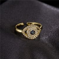 Wholesale Fashion Pure Copper Micro Inlaid Zircon Devil's Eye Open Ring main image 1