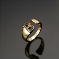 Fashion Copper Micro-inlaid Letter Couple Ring Wholesale main image 1