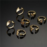 Fashion Copper Micro-inlaid Letter Couple Ring Wholesale main image 3