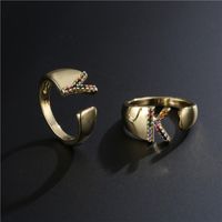 Fashion Copper Micro-inlaid Letter Couple Ring Wholesale main image 4