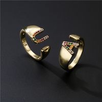 Fashion Copper Micro-inlaid Letter Couple Ring Wholesale main image 5