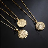 Fashion Golden Disc Geometric Copper Inlaid Zircon Necklace Wholesale main image 5