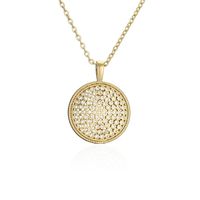 Fashion Golden Disc Geometric Copper Inlaid Zircon Necklace Wholesale main image 6