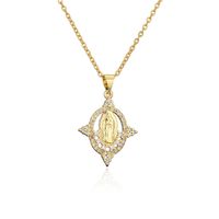 Fashion Geometric Hollow Virgin Mary Copper Inlaid Zircon Necklace Wholesale sku image 1
