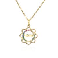 Mode Sun Flower Letter Mama Kupfer Eingelegte Zirkon Halskette Großhandel sku image 2