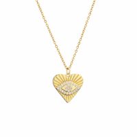 Fashion Heart-shape Eyes Lock Copper Inlaid Zircon Necklace Wholesale sku image 3