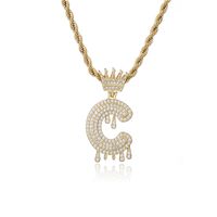 Fashion Crown Water Drop Letter Copper Inlaid Zircon Necklace Wholesale sku image 3