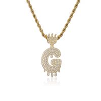 Fashion Crown Water Drop Letter Copper Inlaid Zircon Necklace Wholesale sku image 7
