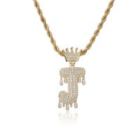 Fashion Crown Water Drop Letter Copper Inlaid Zircon Necklace Wholesale sku image 10