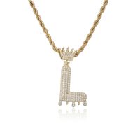 Fashion Crown Water Drop Letter Copper Inlaid Zircon Necklace Wholesale sku image 12