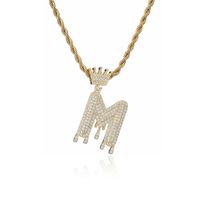 Fashion Crown Water Drop Letter Copper Inlaid Zircon Necklace Wholesale sku image 13