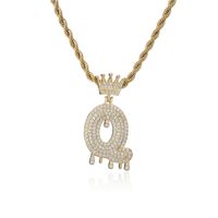 Fashion Crown Water Drop Letter Copper Inlaid Zircon Necklace Wholesale sku image 17