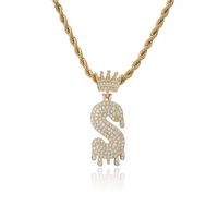 Fashion Crown Water Drop Letter Copper Inlaid Zircon Necklace Wholesale sku image 19