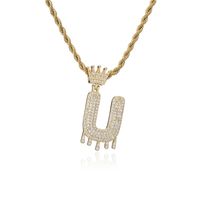 Fashion Crown Water Drop Letter Copper Inlaid Zircon Necklace Wholesale sku image 21