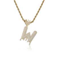 Fashion Crown Water Drop Letter Copper Inlaid Zircon Necklace Wholesale sku image 23