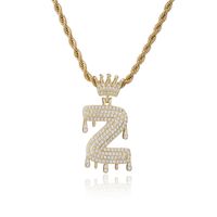 Fashion Crown Water Drop Letter Copper Inlaid Zircon Necklace Wholesale sku image 26