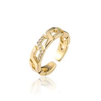 Hip-hop Twisted Chain Micro-inlaid Zircon Open Ring sku image 1