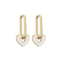Cross-border New 18k Gold Copper Micro-inlaid Earrings European And American Famous Dripping Oil Heart Earrings  Hot Sale At sku image 2