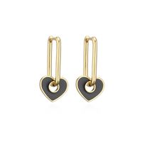 Cross-border New 18k Gold Copper Micro-inlaid Earrings European And American Famous Dripping Oil Heart Earrings  Hot Sale At sku image 3