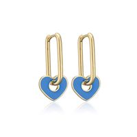 Cross-border New 18k Gold Copper Micro-inlaid Earrings European And American Famous Dripping Oil Heart Earrings  Hot Sale At sku image 4