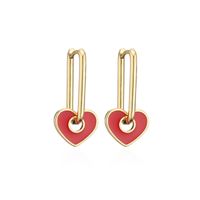 Cross-border New 18k Gold Copper Micro-inlaid Earrings European And American Famous Dripping Oil Heart Earrings  Hot Sale At sku image 5
