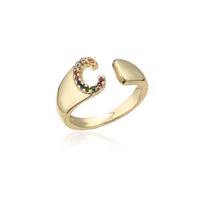 Fashion Copper Micro-inlaid Letter Couple Ring Wholesale sku image 3