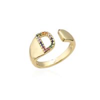 Fashion Copper Micro-inlaid Letter Couple Ring Wholesale sku image 4