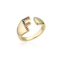 Fashion Copper Micro-inlaid Letter Couple Ring Wholesale sku image 6