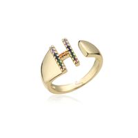 Fashion Copper Micro-inlaid Letter Couple Ring Wholesale sku image 8